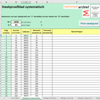 Een screenshot van het UPAA-HNI steekproefblad systematisch.