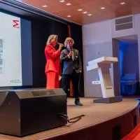 Jasper Faase en Desiree Hoving bij  de netwerkbijeenkomst 31 oktober 2023 (foto Janou Munnik)