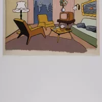 Rupert van der Linden, tv-spot in opdracht van de Rijksvoorlichtingsdienst: De Algemene Bijstandswet (1970) materialen: cellulose acetaat, gouache, inkt, papier en potlood.
