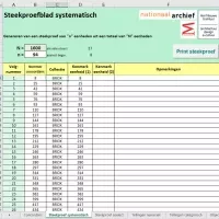 Een screenshot van het UPAA-HNI steekproefblad systematisch.